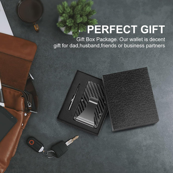 Slim RFID-Blocking Wallet made of Carbon Fibre with Money Clip - CarbonVault-Black-State of Style