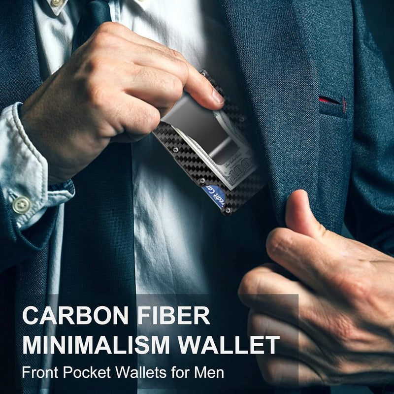 Slim RFID-Blocking Wallet made of Carbon Fibre with Money Clip - CarbonVault-Black-State of Style