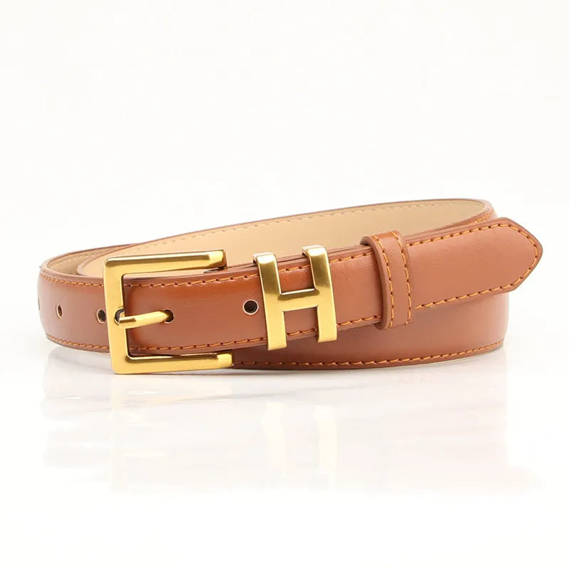 Slim Square Buckle Belt | Minimalist & Stylish-Camel-State of Style