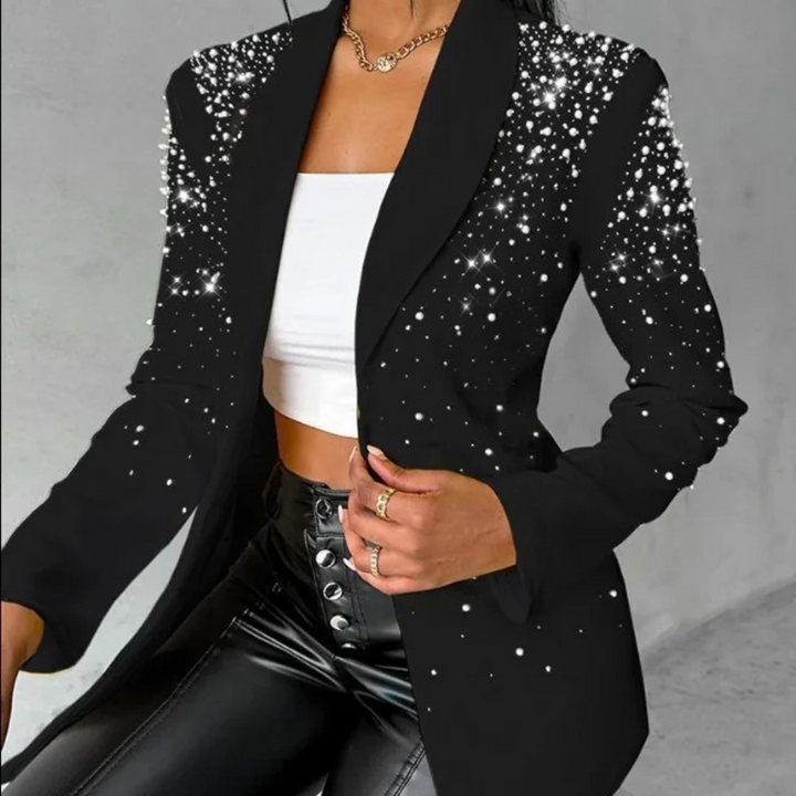 Slim Women's Blazer with Pearl Details - Amara-Black-S-State of Style