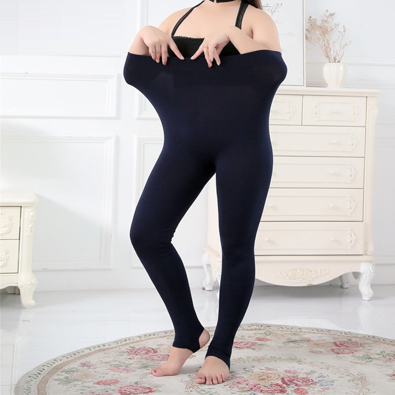 SlimShape Plus-Size Sculpting Leggings-Black (with foot openings)-2XL-State of Style