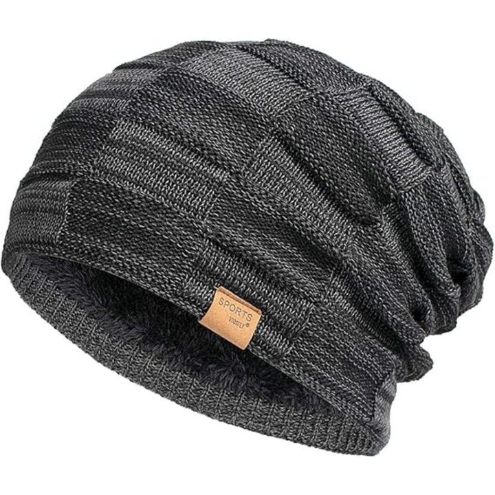 Slouch Beanie – Warm Knitted Winter Hat - Luca-Black-State of Style