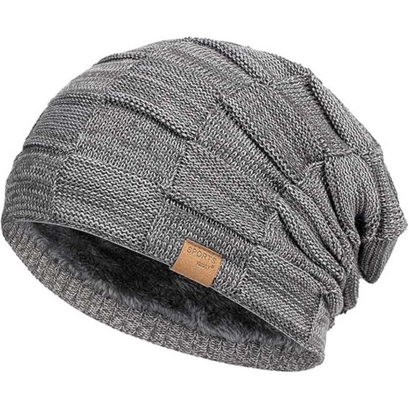 Slouch Beanie – Warm Knitted Winter Hat - Luca-Grey-State of Style