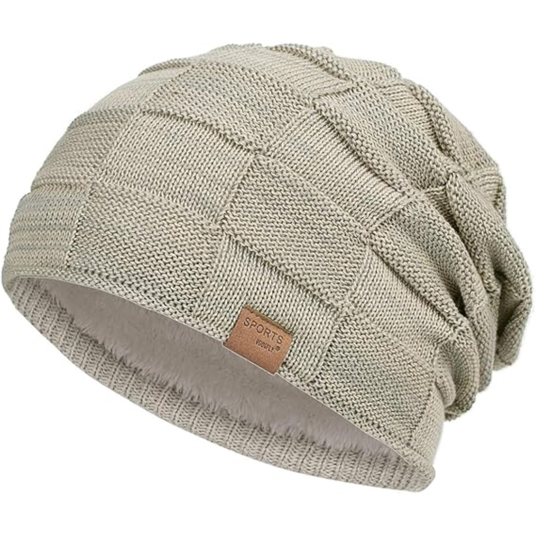 Slouch Beanie – Warm Knitted Winter Hat - Luca-Khaki-State of Style