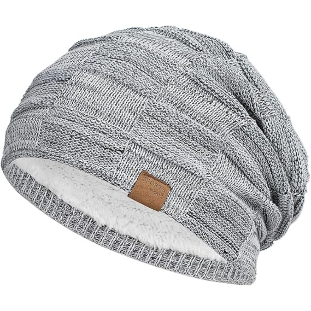 Slouch Beanie – Warm Knitted Winter Hat - Luca-Light grey-State of Style