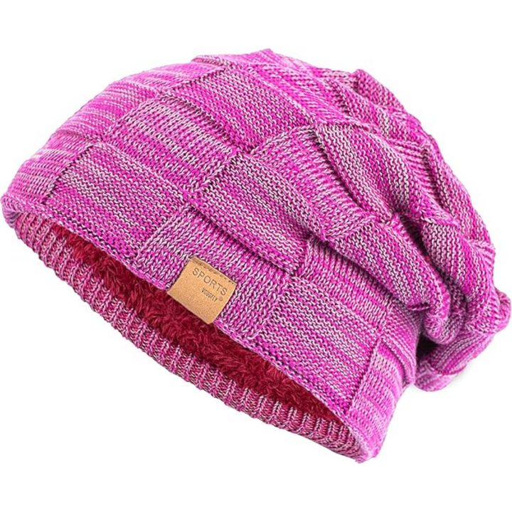 Slouch Beanie – Warm Knitted Winter Hat - Luca-Pink-State of Style