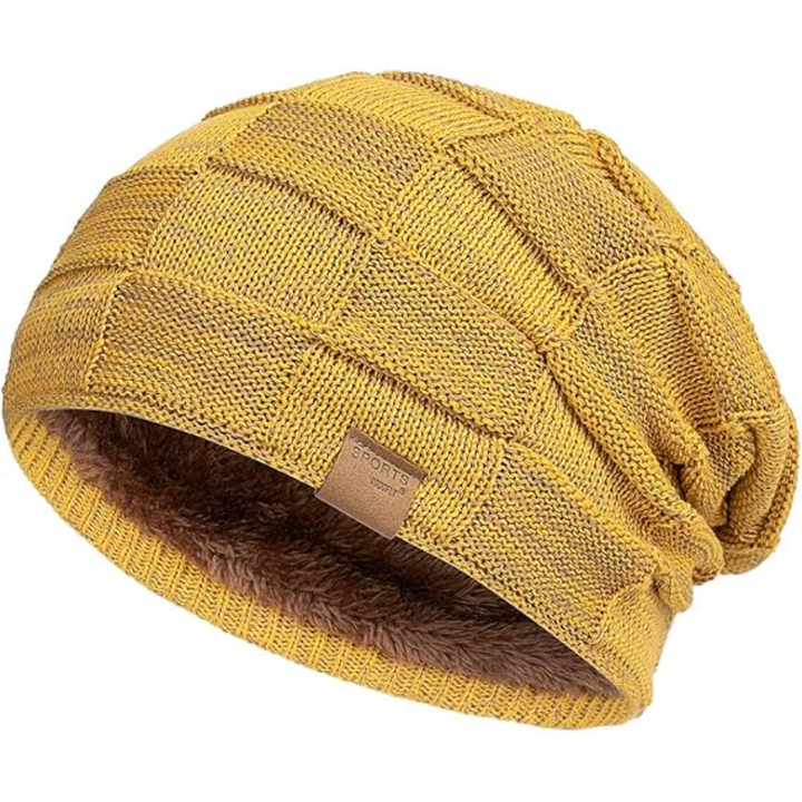 Slouch Beanie – Warm Knitted Winter Hat - Luca-Yellow-State of Style