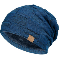 Slouchy Knitted Beanie - Luca-Blue-State of Style
