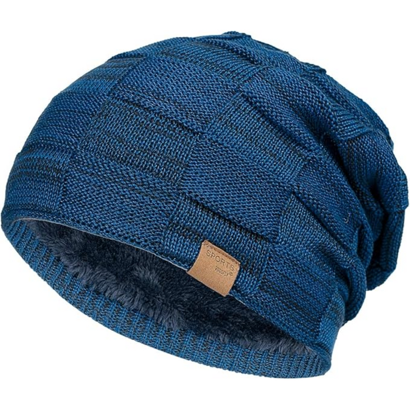 Slouchy Knitted Beanie - Luca-Blue-State of Style