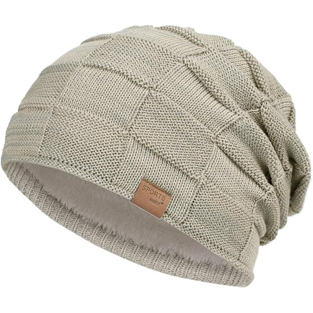 Slouchy Knitted Beanie - Luca-Khaki-State of Style