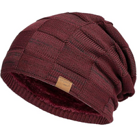 Slouchy Knitted Beanie - Luca-Wine red-State of Style