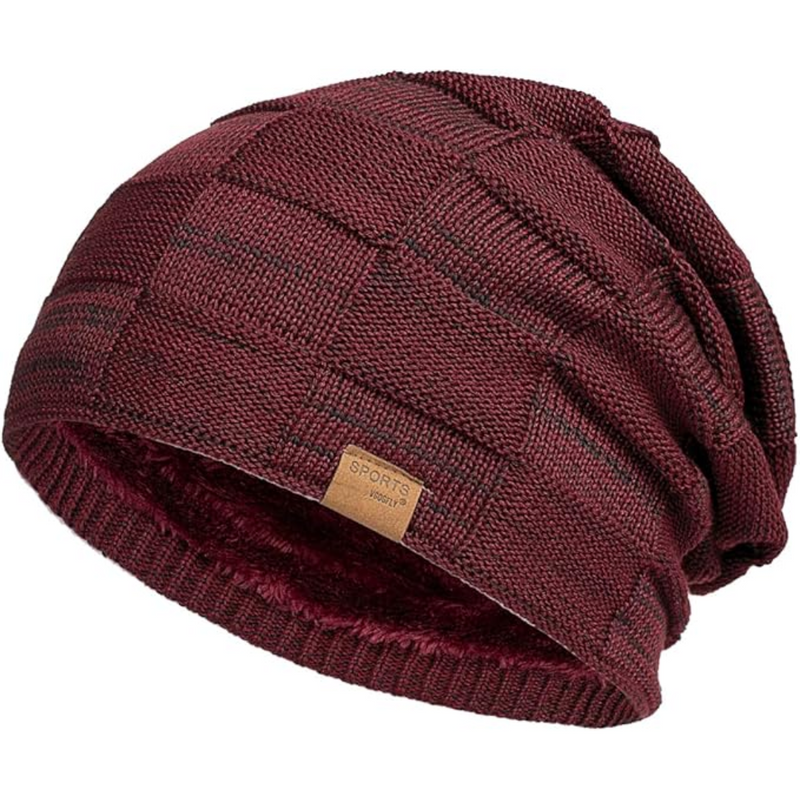Slouchy Knitted Beanie - Luca-Wine red-State of Style