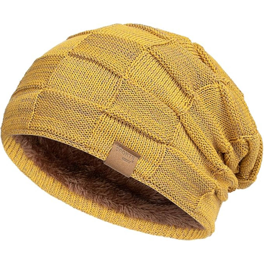 Slouchy Knitted Beanie - Luca-Yellow-State of Style