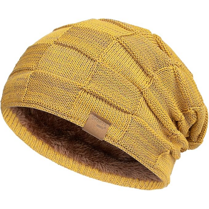 Slouchy Knitted Beanie - Luca-Yellow-State of Style