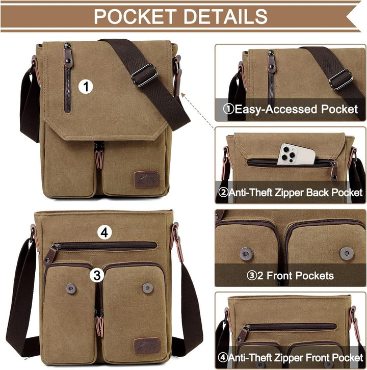 Compact Canvas Crossbody Messenger Bag – Renan