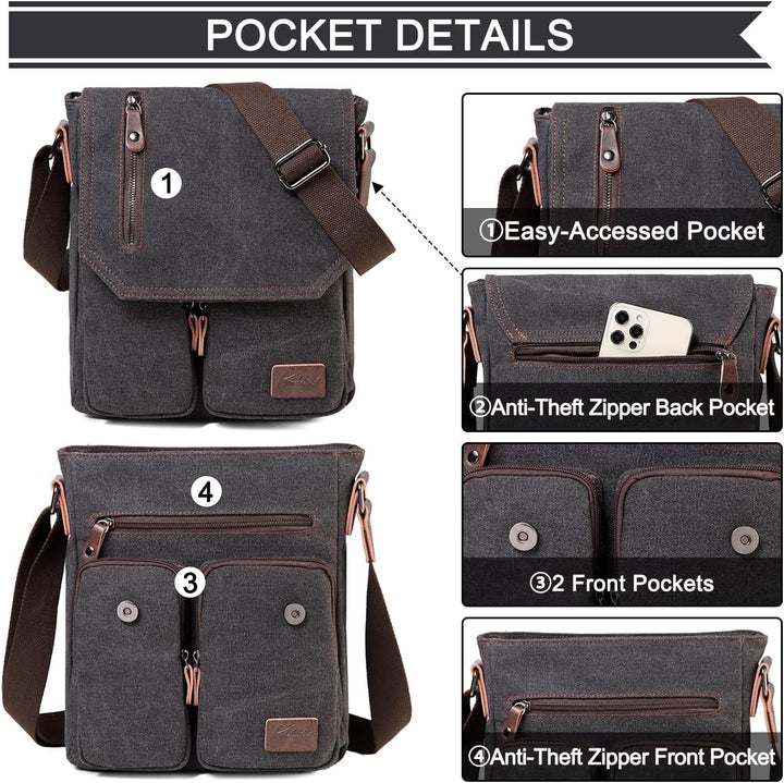 Compact Canvas Crossbody Messenger Bag – Renan