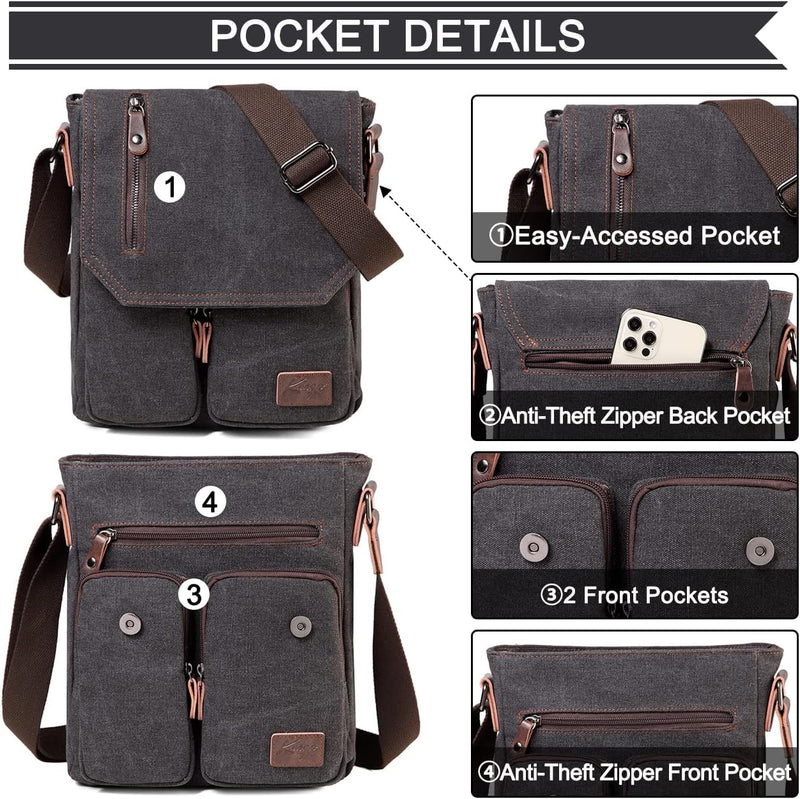 Compact Canvas Crossbody Messenger Bag – Renan