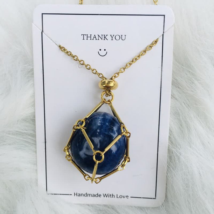 Small Natural Crystal Stone Bracelet Necklace - Iris-Lapis Lazuli-Gold-State of Style