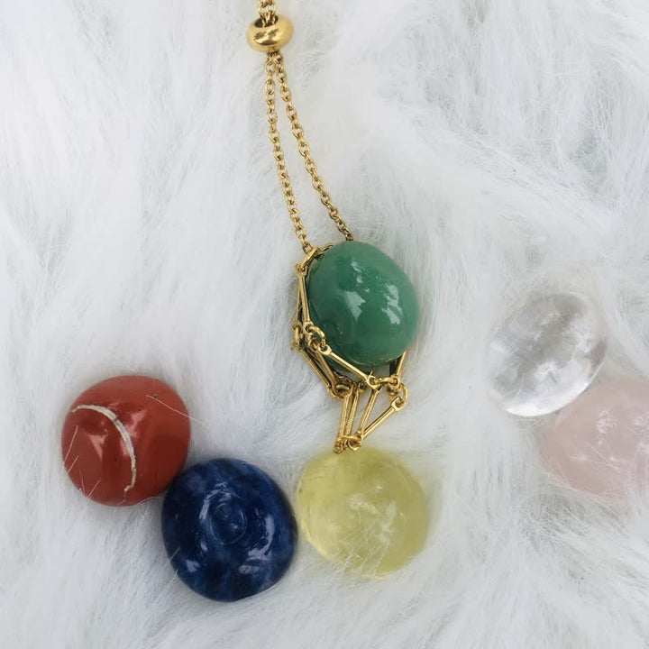 Small Natural Crystal Stone Bracelet Necklace - Iris-Rose quartz-Silver-State of Style