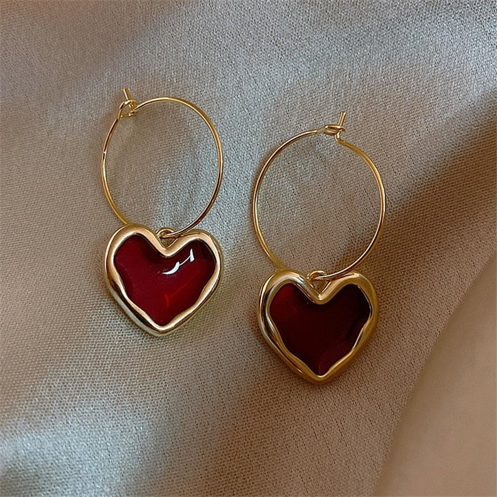Small Red Heart Earrings - Amore-State of Style