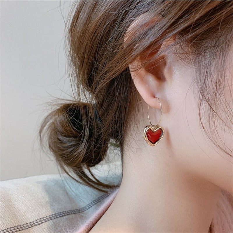 Small Red Heart Earrings - Amore-State of Style