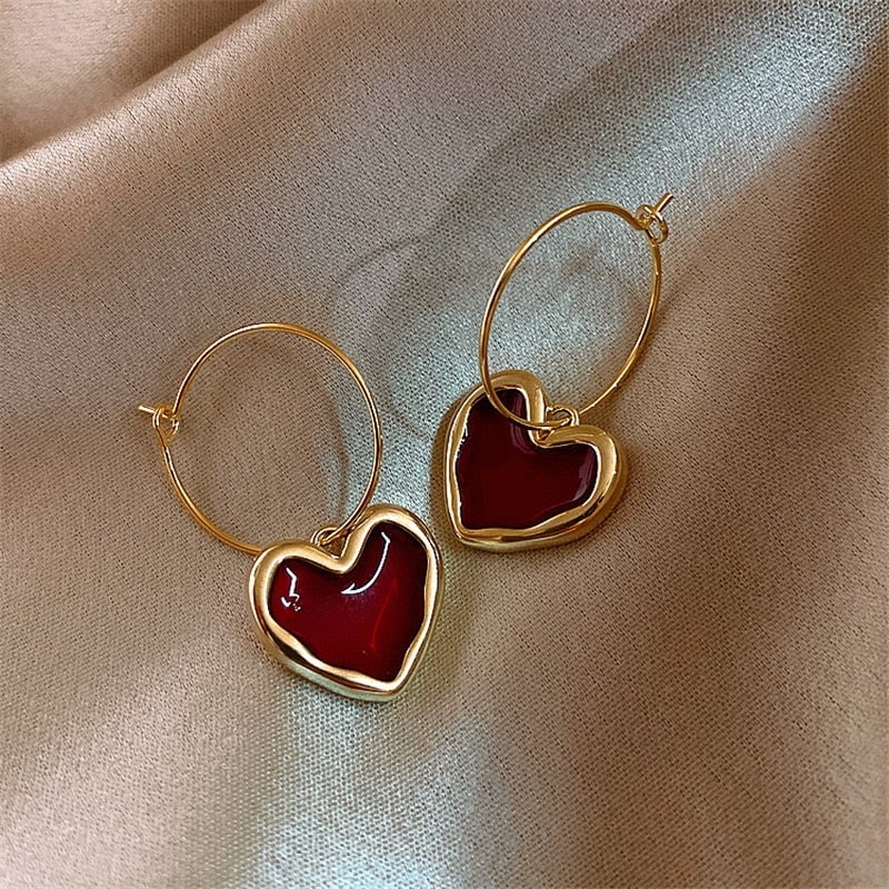Small Red Heart Earrings - Amore-State of Style