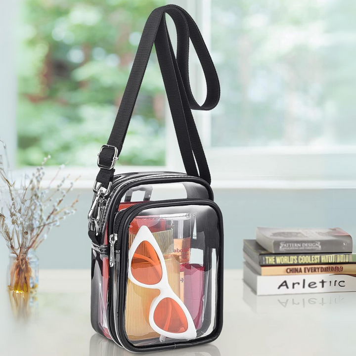 Small Transparent Handbag with Removable Strap - MiniVue-Black-State of Style