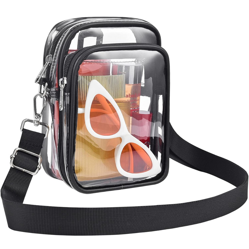 Small Transparent Handbag with Removable Strap - MiniVue-Black-State of Style