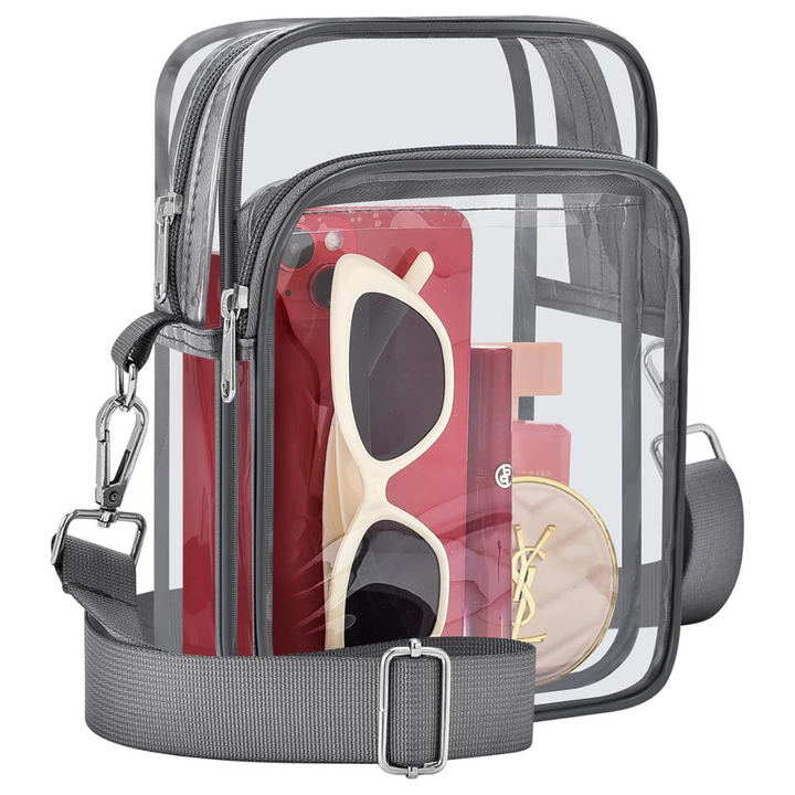 Small Transparent Handbag with Removable Strap - MiniVue-Grey-State of Style