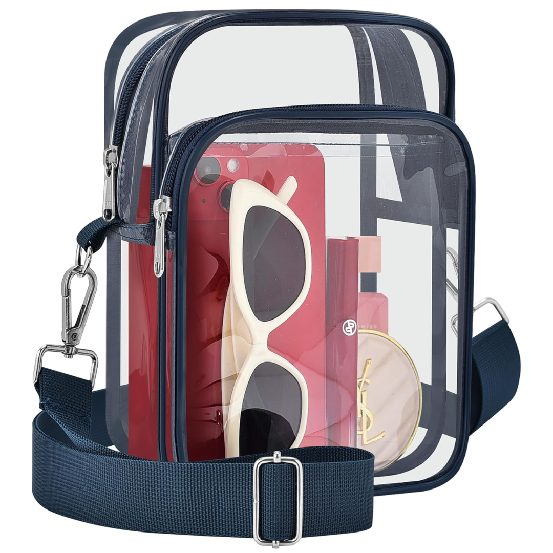 Small Transparent Handbag with Removable Strap - MiniVue-Marine blue-State of Style