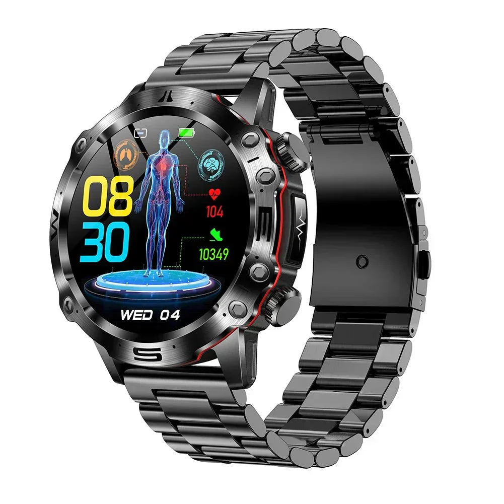 Smart Health Tracker with Glucose and ECG Measurement - HealthPro-Black Steel-State of Style