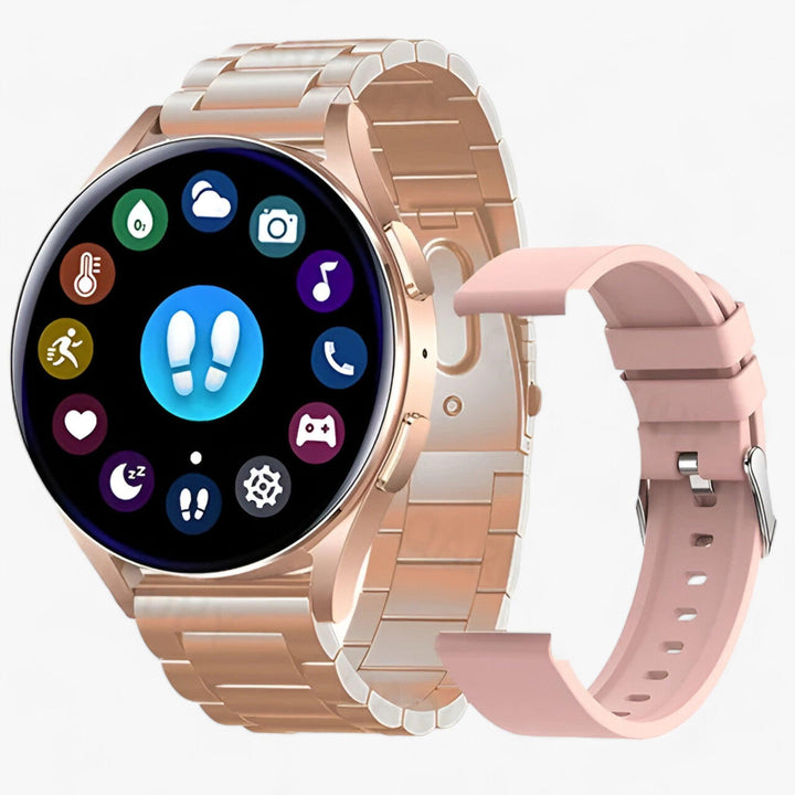 Smartwatch for Health and Style - Evelyne-Rose Gold Steel-State of Style