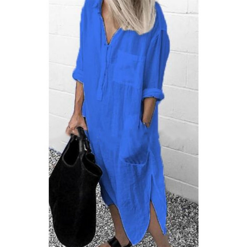 Smooth and Comfortable Long Summer Dress - Mila-Blue-S-State of Style