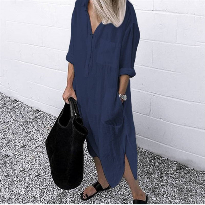 Smooth and Comfortable Long Summer Dress - Mila-Dark Blue-S-State of Style