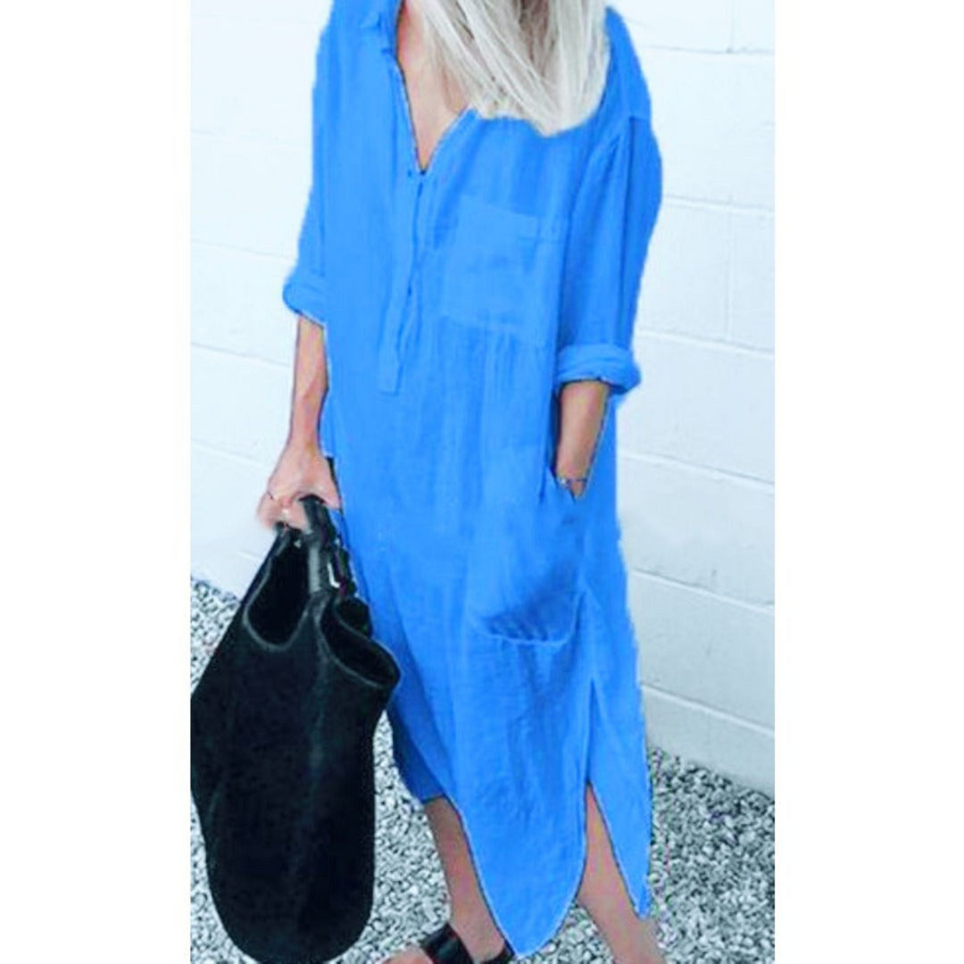 Smooth and Comfortable Long Summer Dress - Mila-Light Blue-S-State of Style