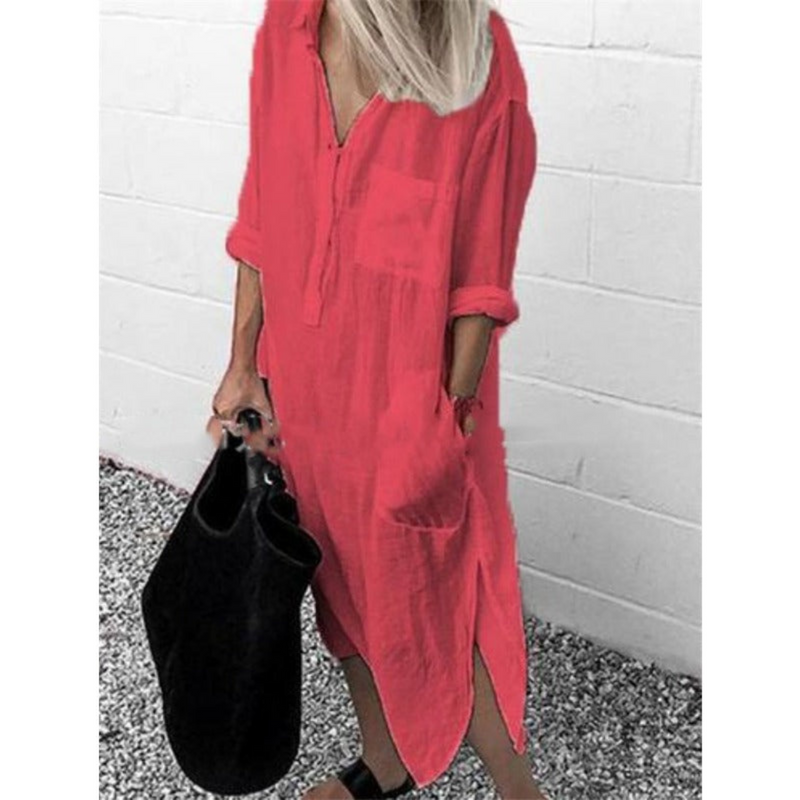 Smooth and Comfortable Long Summer Dress - Mila-Red-S-State of Style