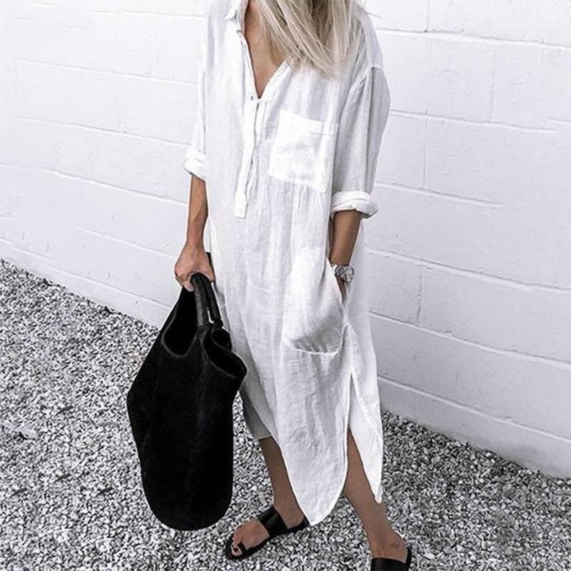 Smooth and Comfortable Long Summer Dress - Mila-White-S-State of Style