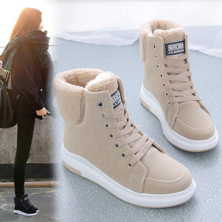 Snow Boots with Lining for Women – Warm & Stylish Winter Footwear-Cream White-4.5-State of Style