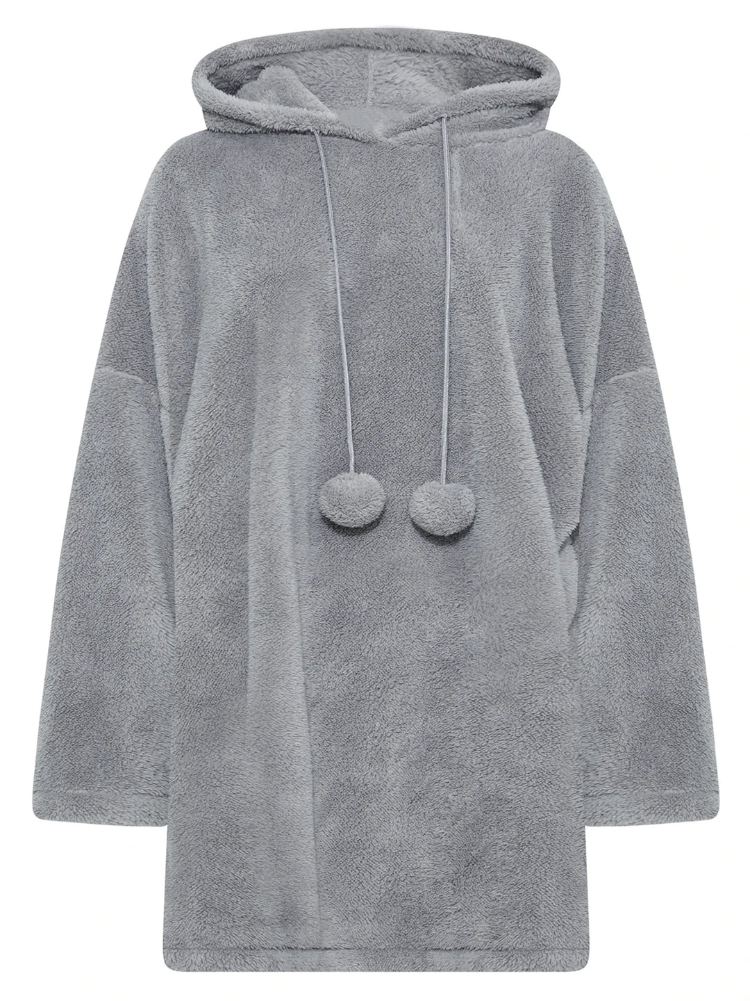 Snuggle Plus Oversized Teddy Hoodie Dress-Grey-3XL-State of Style