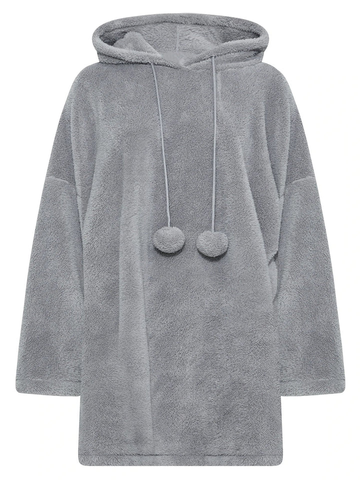 Snuggle Plus Oversized Teddy Hoodie Dress-Grey-3XL-State of Style