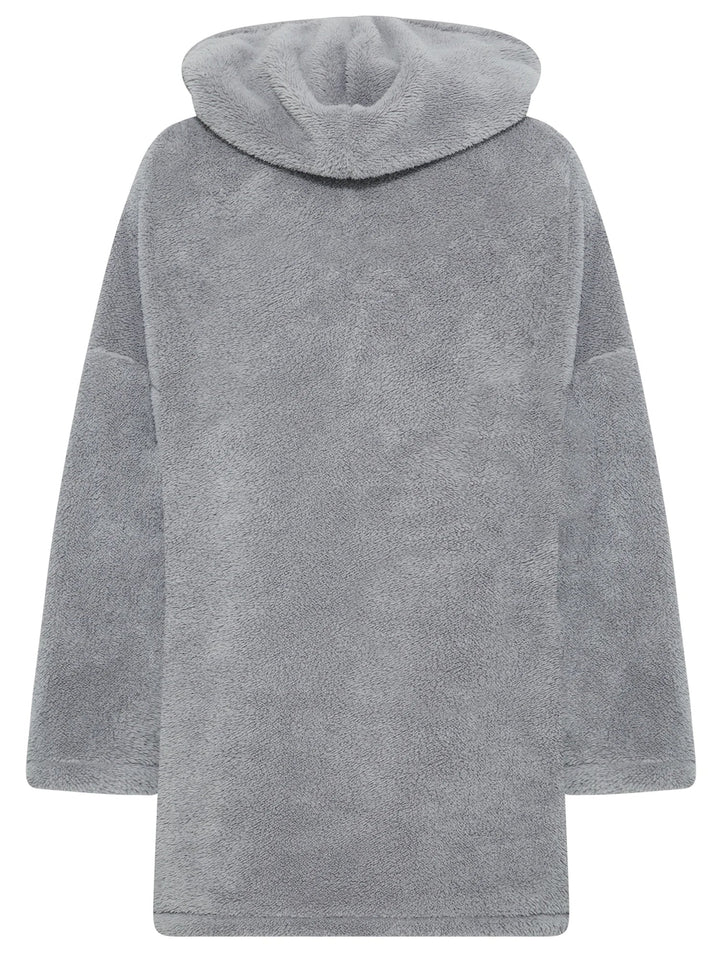 Snuggle Plus Oversized Teddy Hoodie Dress-Grey-3XL-State of Style