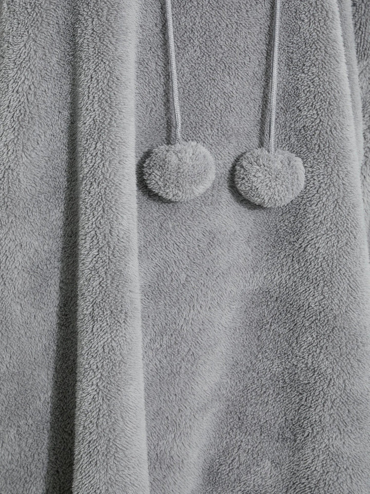 Snuggle Plus Oversized Teddy Hoodie Dress-Grey-3XL-State of Style