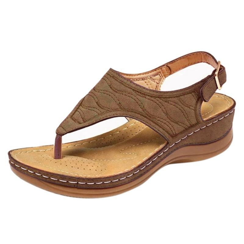 Sofia - Orthopedische Cognac Leren Sandalen-35-Bruin-State of Style