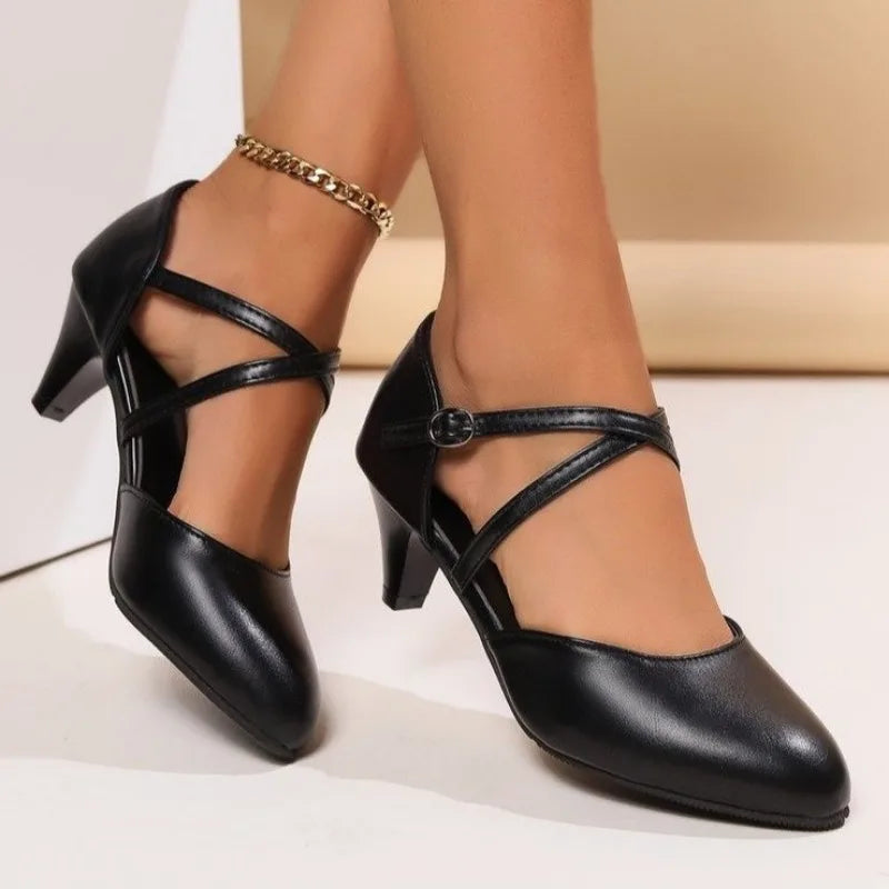 Sofia - Orthopedische Zwarte Kruisband Pumps-36-State of Style