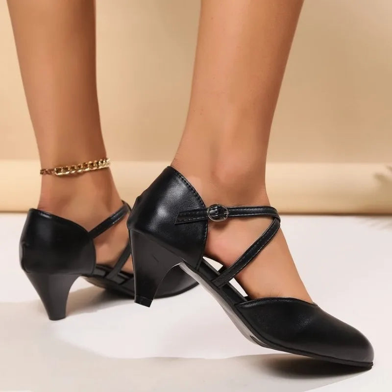 Sofia - Orthopedische Zwarte Kruisband Pumps-36-State of Style