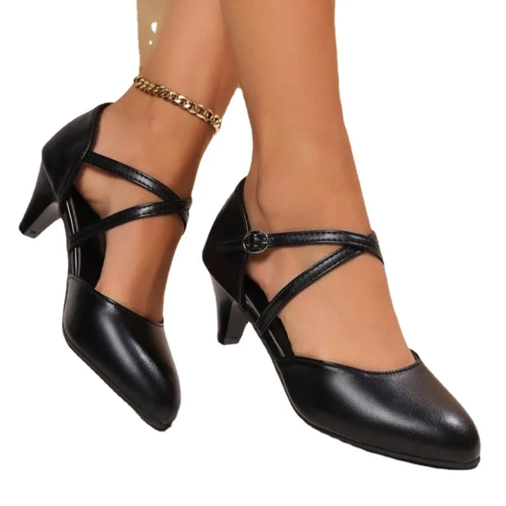 Sofia - Orthopedische Zwarte Kruisband Pumps-36-State of Style