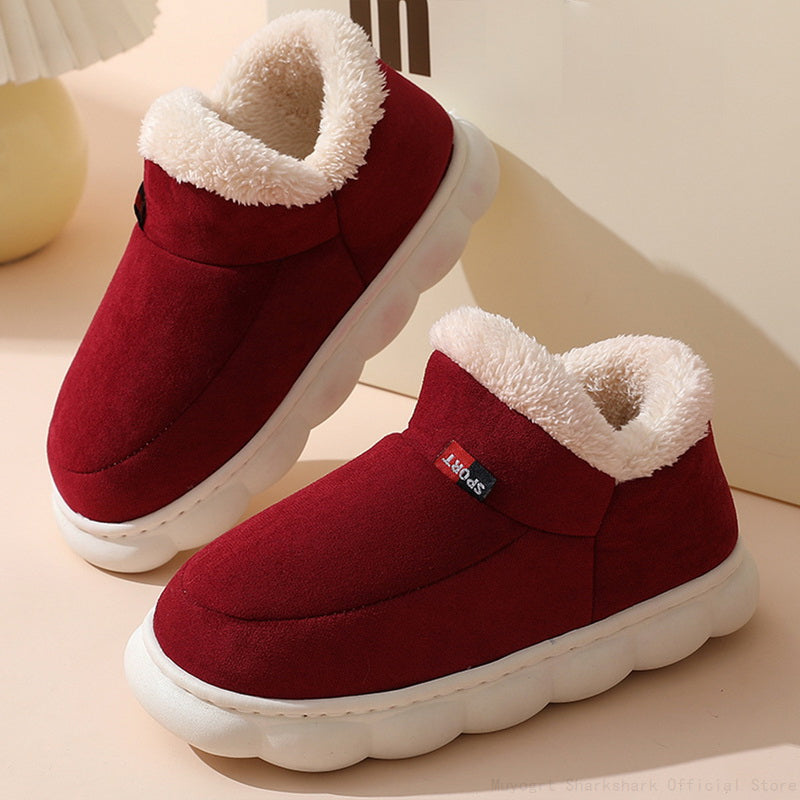 Sofie Comfortable Fur Slippers-Burgundy-5-State of Style