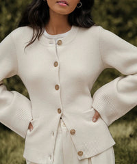 Soft Button-Up Jumper - Eveline-Beige-XS-State of Style