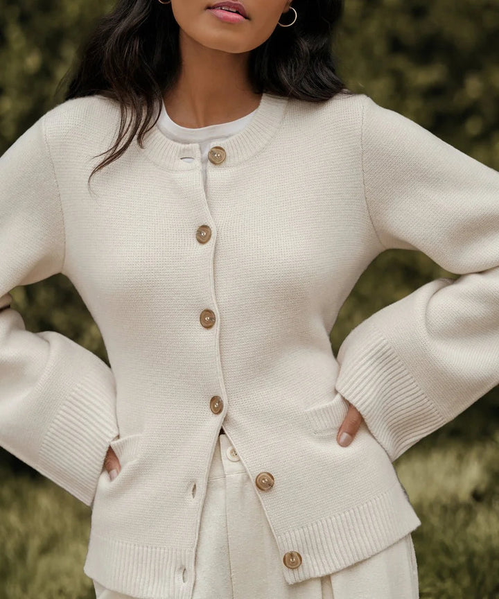 Soft Button-Up Jumper - Eveline-Beige-XS-State of Style