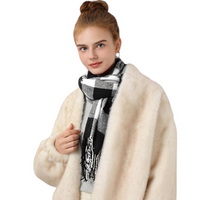 Soft Cashmere Winter Scarf - Martha-Black White Checked-State of Style